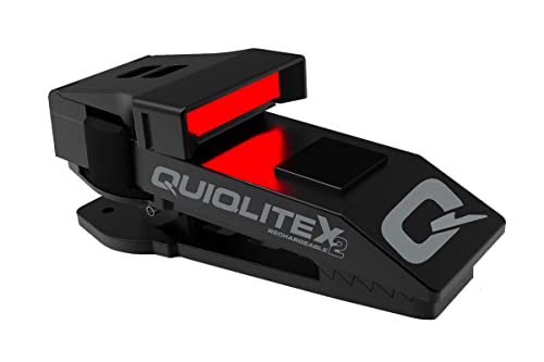 QUIQLITEX2 Tactical Red/White Hands-Free LED Pocket Light, 20-200 Lumens, Aluminum Housing (USB Rechargeable) - color: Red/White