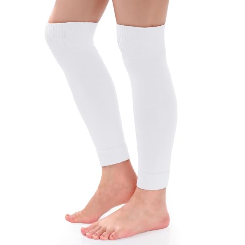 phnydreg 3 Pairs Leg Sleeve Shin Pre Cut Socks for Kids Youth Men Women Soccer Running Cycling - color: White