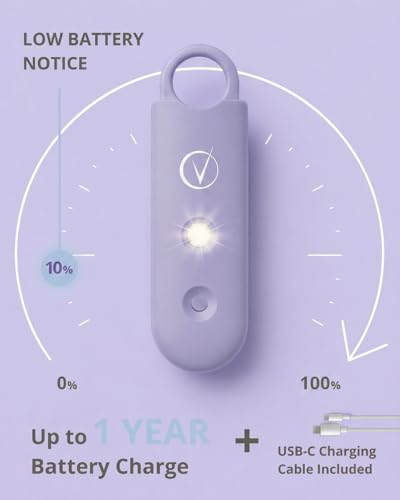 Vantamo Personal Alarm for Self Defense with Low Battery Notice, Strobe Light & Extra Loud 130 dB Double Speakers Safety Keychain Set for Women, Rechargeable Panic Button for Womens Self Defense - color: Pastel Violet