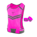 Reflective Running Vest with Pocket & 2 Bands, High-Visibility - color: Pink, size: Small