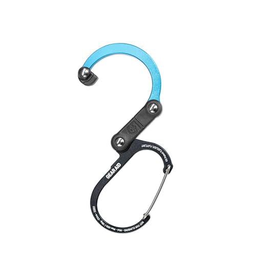 GEAR AID HEROCLIP Small Carabiner Gear Clip with 360° Swivel Hook - color: Black & Blue, size: 1 Carabiner