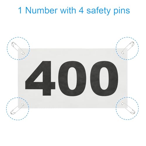 PATIKIL Tearproof Running Bib Numbers, Waterproof Race Competitor Numbers with Safety Pin - size: 7x4 Inch, style: 1-400
