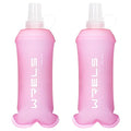 WRELS Running Water Bottle,250ml/350ml/500ml TPU Soft Flask,Collapsible Water Bottles for Hydration Vests and Running Belts Backpack, Soft Water Bottles For Hiking Cycling Climbing - color: Pink-350ml*2