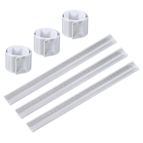 PATIKIL Reflective Slap Bands, Reflector Band Snap Bracelet Armbands High Visibility Safety Reflectors Wrist Strap Strips for Night Jogging Cycling Running - color: Silver