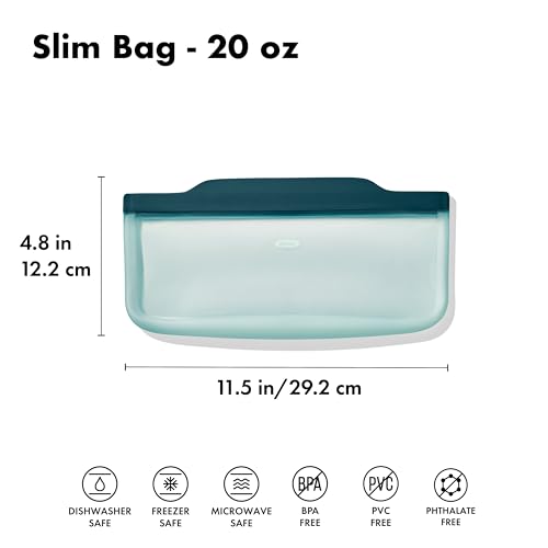 OXO Good Grips Silicone Reusable Bag - Slim Bag (30 oz), Lagoon - color: Lagoon, size: Slim (30 oz)