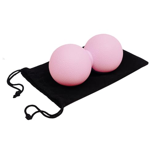 Double Lacrosse Peanut Massage Ball for Deep Tissue Pain Relief - Micro-Elastic Myofascial Roller Ball for Back and Neck, Foot and Physical Therapy (Pink) - color: Pink