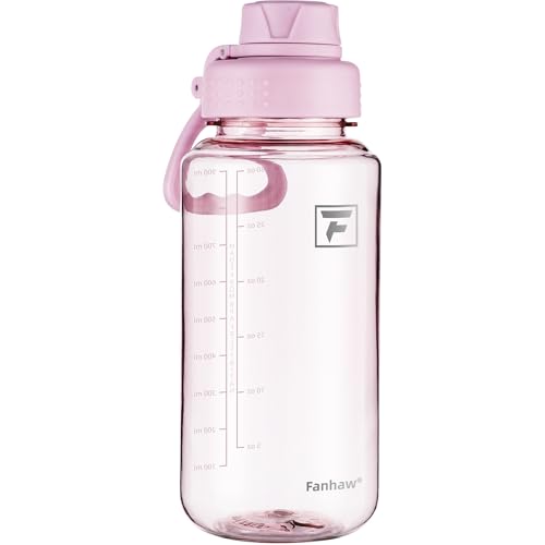 Fanhaw 32oz Clear Plastic Water Bottle with Fast-Flow Lid, Cherry Blossom - color: Cherry Blossom