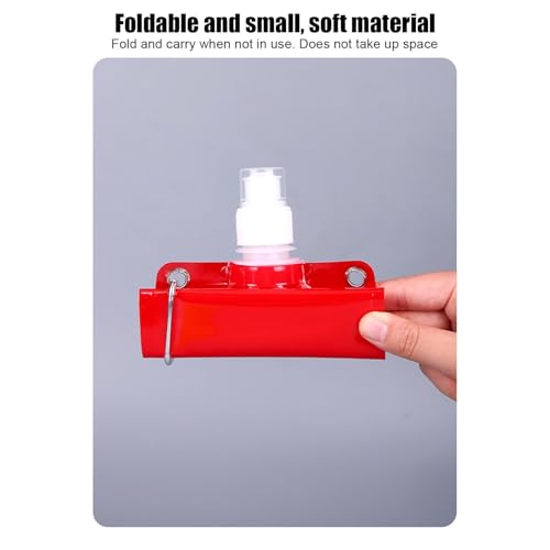 Water Bag 650ml Leak-Proof Foldable Flask with Strap - color: Red