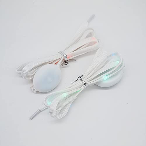 Colorsheng 1 Pairs 47'' LED White Shoelaces Light Up Shoe laces 7 Colors Flashing 3 Modes Shoestrings
