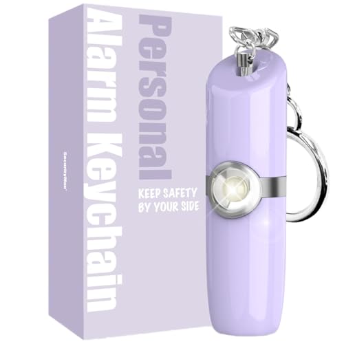 Securityman Personal Alarms for Women | Safety Alarm Keychain (Loud 130dB Siren and SOS Strobe Light) Everyday Self Defense Security Alarm Protection Device (Purple) - color: Purple