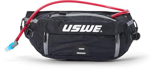 USWE Zulo Hydration Hip Pack - with Organizer and Side Pockets, Bounce Free Hip Belt (Carbon Black, 6L) - color: Carbon Black, size: 6L