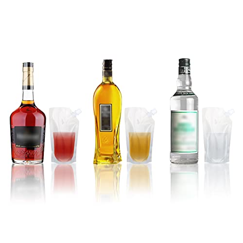 Liquor Flask Concealable And Reusable Cruise Sneak Drink Pouches Travel Drinking Alcohol Plastic Flasks bags with Funnel (16OZ-6PCS) - size: 16OZ-6PCS