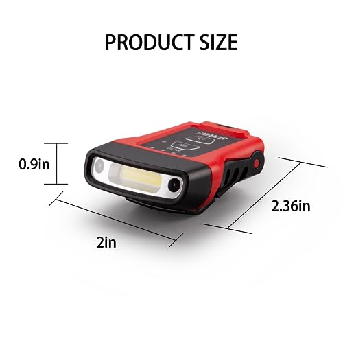 SUNREI Rechargeable Motion Sensor Clip on Hat Light with 150 Lumen & 600 mAh Headlamp, Rotatable Headlamp Flashlight for Fishing Camping Running Hand Work, Include Headband (Red) - size: H150-red