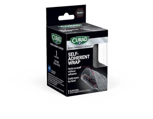CURAD Performance Self-Adherent Athletic Wrap, 3 in x 5 yds, Black, 3 Rolls - size: 1 Count (Pack of 3)