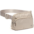 Pander Nylon Crossbody Belt Bag with Excess Strap Keepers, 6-Pocket Adjustable Sling Fanny Pack for Travel and Everyday Carry, Warm Beige - color: Warm Beige