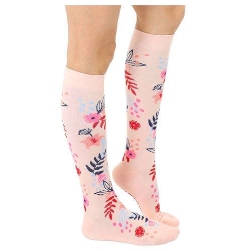 Living Royal Compression Socks - Graduated Compression 15-20mmHg, Padded Cushion Bottom Fun Socks, Moisture-Wicking - color: Floral