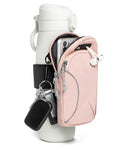 Gym Water with Phone Holder & Wallet, Water Bottle Caddy Versatile Sleeve Bag for Running Sports & Daily Use - color: Pink