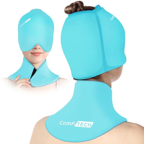 ComfiTECH Migraine Relief Cap, Head Neck Ice Pack Wrap Gel, Mint Green, M - color: Mint Green