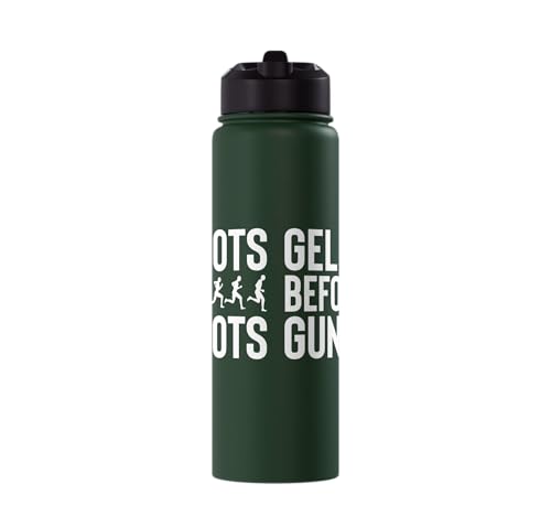 Gel Shots Before Gunshots Half Marathon 13.1 Runner Stainless Steel Insulated Water Bottle - color: Dark Green