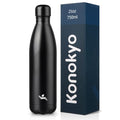 Konokyo 25 oz Insulated Stainless Steel Water Bottle, Midnight Black - color: Midnight Black, size: 25 Ounces