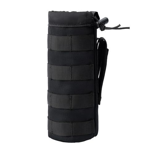 MOLLE Water Bottle Holder Tactical Nylon Bottle Pouches Hydration Carrier for Belt/Backpack/Vest/Bike Sports Outdoor Hiking Camping Hunting Fishing - color: Black