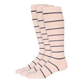 Comrad Breathable Knee High Compression Socks with Targeted Arch Support - color: Rose/Navy Stripe - 3 Pack, size: Medium