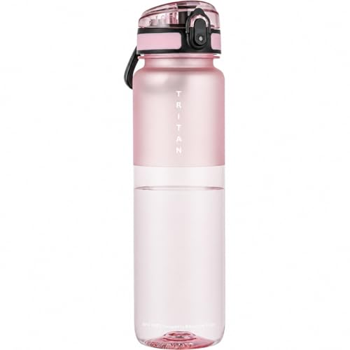 32oz Clear Tritan Water Bottle with Chug Lid - color: Pink