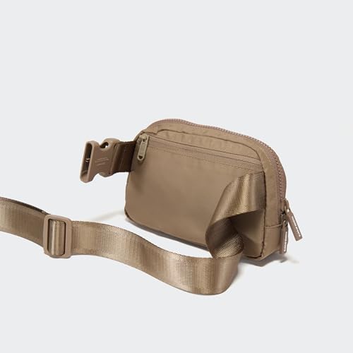 Pander Nylon Fanny Pack for Women, Two-Way Zipper Crossbody Bag - color: Gray Brown