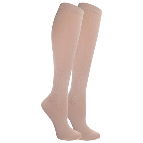 Dr. Scholl's Women's Graduated Compression Knee High Socks - color: Houndstooth Nude (2 Pairs), size: 4-10