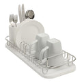 SunnyPoint 304 Stainless Steel NeverRust Compact Dish Drying Rack with Utensil Holder & Removable Drain Tray, Rustproof Small Dish Rack for Kitchen Countertop or Over Sink (Metallic Silver, Compact) - color: Metallic Silver