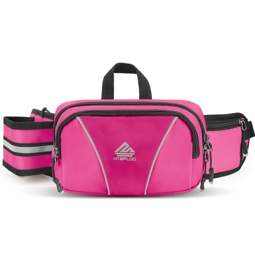 Fanny Pack for Men Women Waist Bag with Water Bottle Holder for Hiking, Travel,Dog Walking, Workout (Pink) - color: Pink