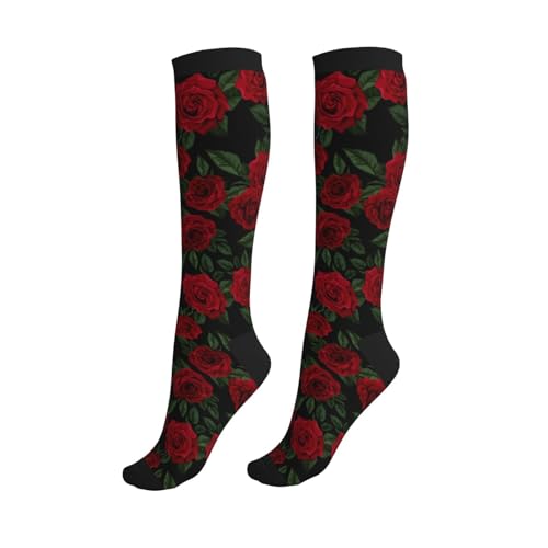 Compression Socks Knee High Circulation Support Socks For Women Men Athletic Running Work Hiking Cycling Travel - color: Rose