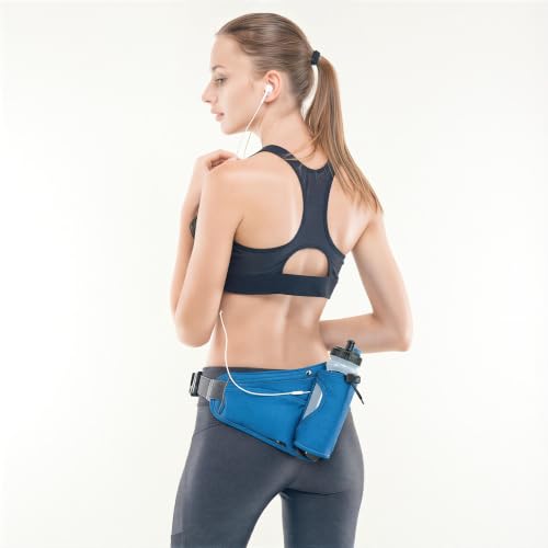 Waterproof Hydration Belt Waist Pack with Water Bottle Holder, Adjustable Running Fanny Pack for Hiking, Walking, Cycling & Outdoor Sports (蓝色) - color: Blue