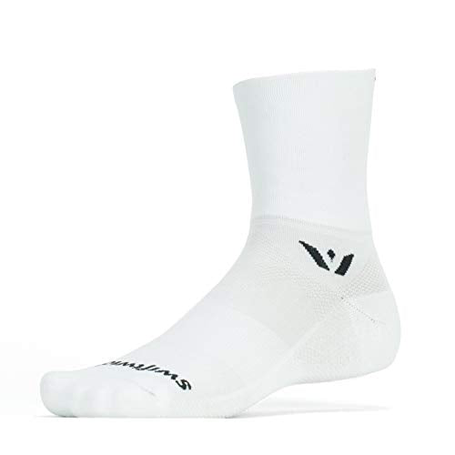 Swiftwick ASPIRE FOUR Trail Running, Cycling Crew Socks, Firm Compression Fit - color: White, size: Small