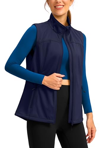 Soothfeel Women's Vest with 4 Pockets Lightweight Jacket Hiking Travel - color: Navy Blue, size: Large
