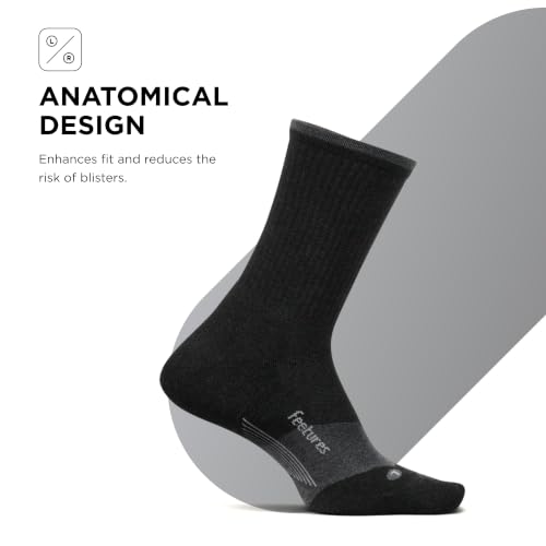 Feetures Elite Light Cushion Mini Crew Sock - color: Charcoal (1 Pair), size: Large