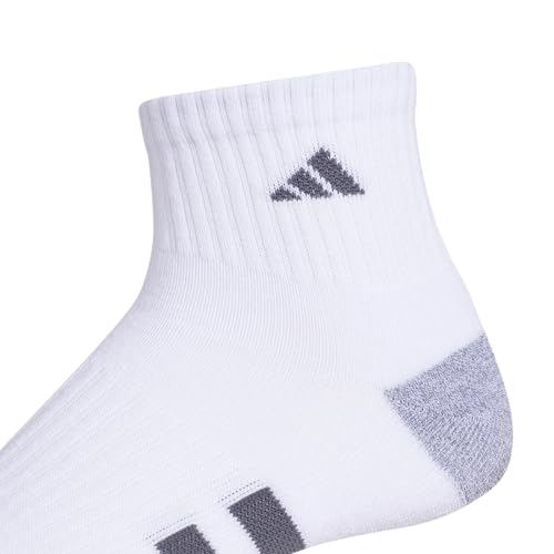 adidas Men's Cushioned Socks 3 Pairs - color: White/Grey/Onix Grey/3.0/Quarter, size: Large, style: Quarter