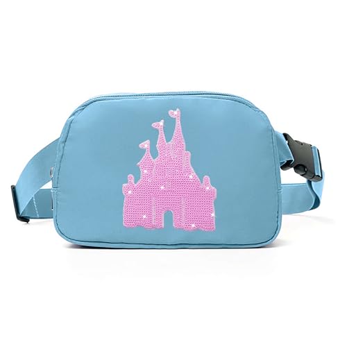 Magic Kingdom Sequin Belt Bag for Women Waterproof Waist Fanny Pack for Teen Girls Crossbody Bags for Traveling Jogging (blueB) - color: blueB