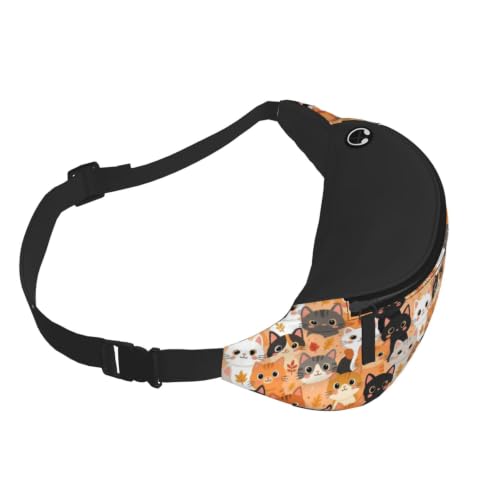 Dujiea Fanny Pack, Cute Cartoon Cats Waist Bag With Headphone Hole Belt Bag Adjustable Sling Pocket Fashion Hip Bum Bag For Women Men Kids Outdoors Casual Travelling Hiking Cycling - color: Cute Cartoon Cats