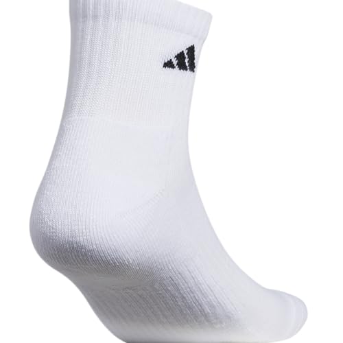 adidas Men's Athletic Cushioned Quarter Ankle Socks 6 Pairs - color: White/Black, size: X-Large