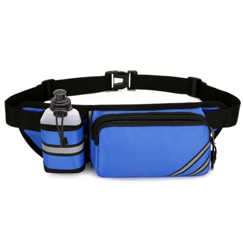 Fanny Pack with Water Bottle Holder, Hydration Running Belt for Men, Waterproof Waist Bag for Women Girls Kids Fit Hiking Walking Runners Exercise Outdoor Cell Phone iPhone Carry Pouch Blue - color: 3-Blue