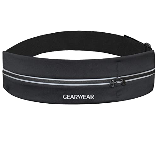 Running Belt | Runner Fanny Pack for Women and Men | Adjustble Waist Band Pack for Storage Phone - color: Gray/27"-43"