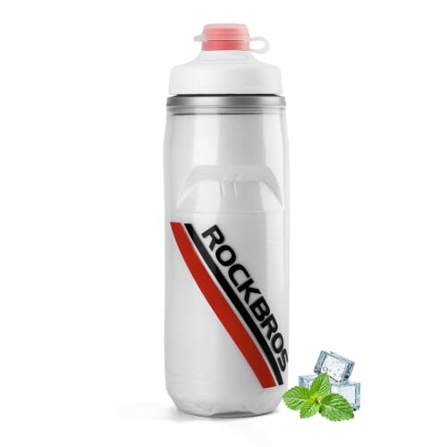 ROCKBROS Bike Water Bottle, 21oz Insulated Cycling Squeeze Bottle - color: White
