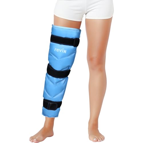 REVIX Full Leg Ice Pack Wrap for Knee, Hip & Thigh, Reusable Cold Gel Wrap - color: Blue