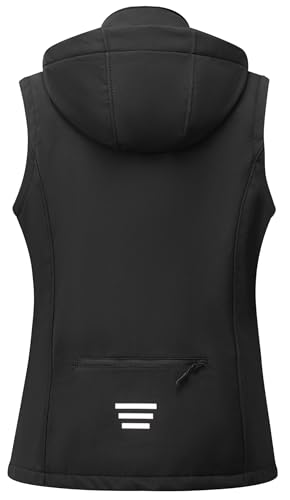 KVE Women's Windproof Waterproof Lightweight Softshell Vest - color: Black, size: Small
