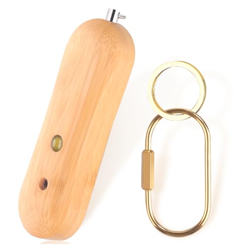 Personal Safety Alarm,Self Defense Keychain,Gifts for Girls,Strobe Light,Rechargeable Portable,Emergency Safety Alarm for Women, Men, Children, Elderly（Wooden）