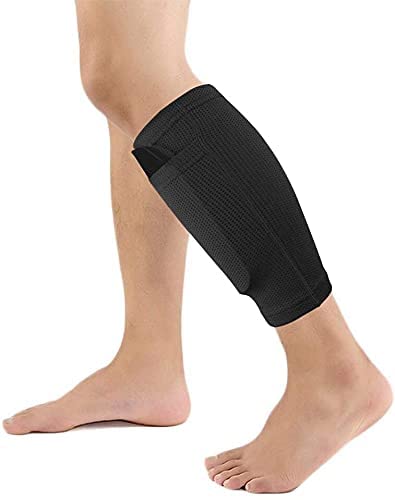 Soccer Shin Guard Sock,Leg Performance Support Football Compression Calf Sleeves with Pocket Can Holding Shin Pads,Comfort Breathable Youth Soccer Shin Guard Holders for Beginner or Elite Athlete - style: Large (1 Pair)