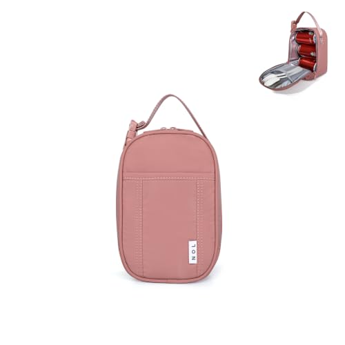 NOL Small Insulated Snack Bag Mini Freezable Cooler Pouch 3L fit 3 Cans | Wide-Mouth 6hours Cool & Warm Lightweight Leakproof Nylon Box for Work Travel, Dark pink - color: Dark pink