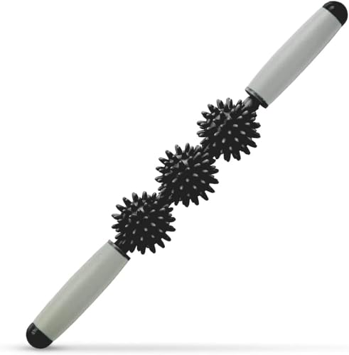 Fascia Muscle Roller, Cellulite Massager Fascia Roller for Cellulite and Sore Muscles, Neck, Leg, Back, Pressure Trigger Point Body Roller Deep Tissue Massage Stick Tools - 3 Massage Balls - color: Classic Black