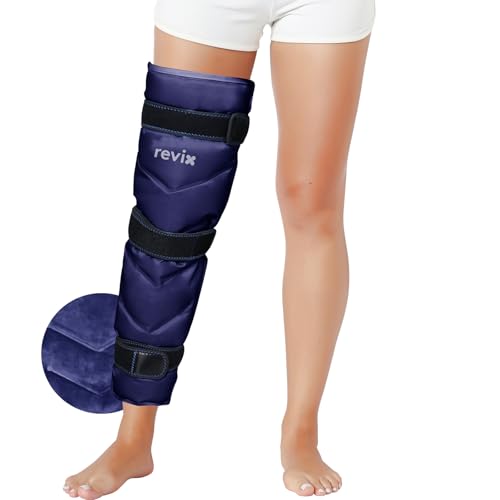 REVIX Full Leg Ice Pack Wrap for Knee, Hip & Thigh, Reusable Cold Gel Wrap - color: Navy